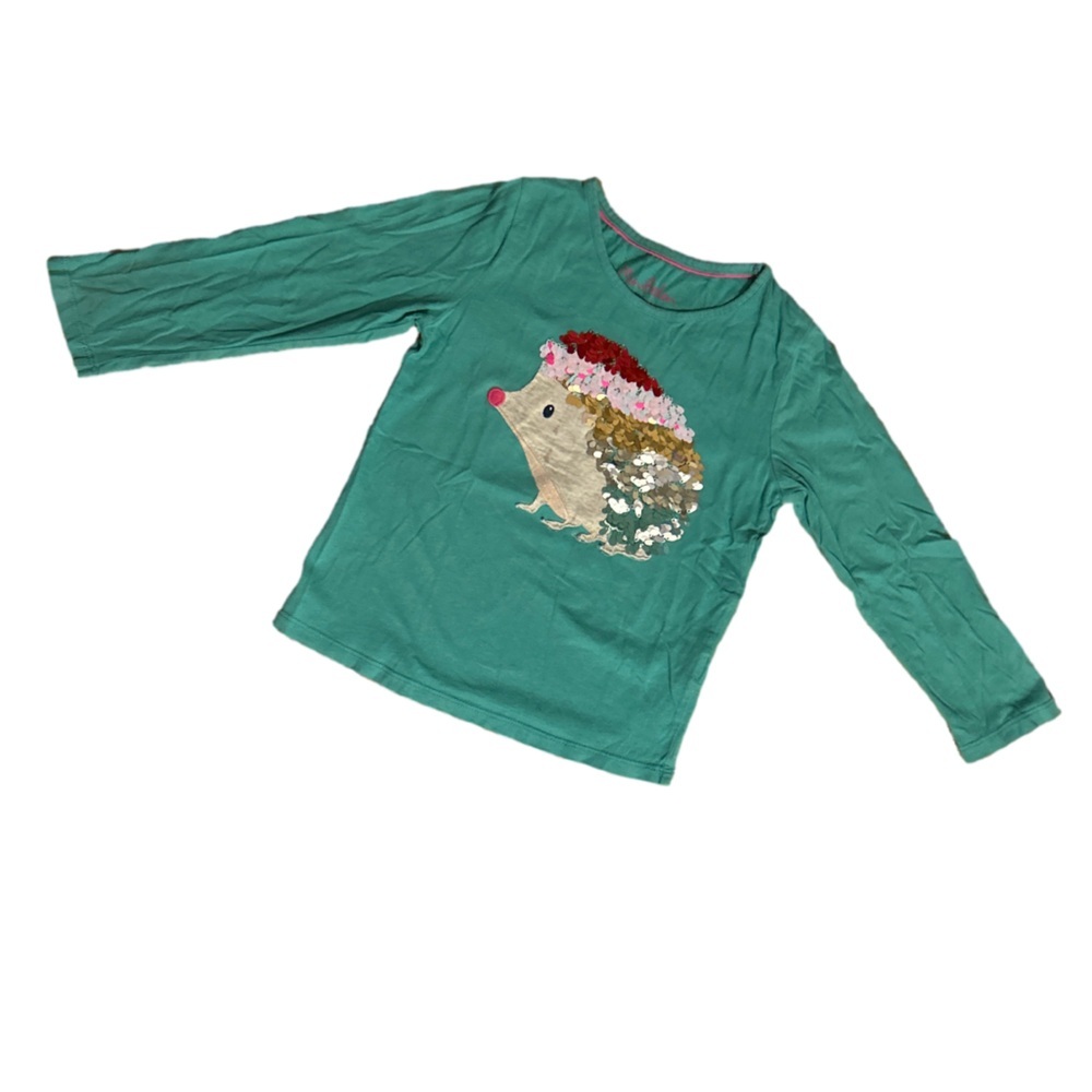 Mini Boden Hedgehog Green Long Sleeve Shirt 5-6y